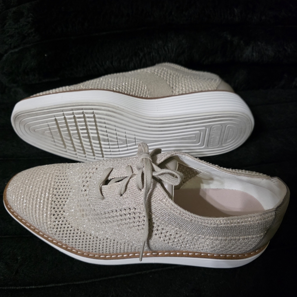 Cole Haan Cream Sneakers with Breathable Knit Design